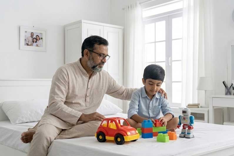 Guardian helping child study